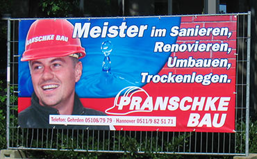 Baustellenbanner Pranschke Bau