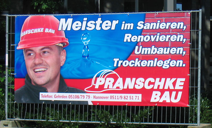 Baustellenbanner Pranschke Bau